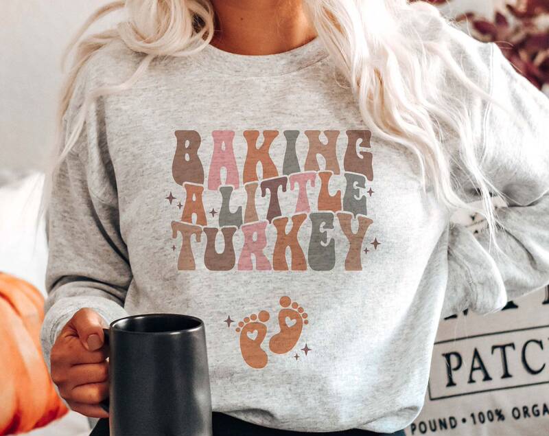 300g Imitation Cotton New Baking a Little Turkey Hoodie Thanksgiving Crewneck Sweatshirt