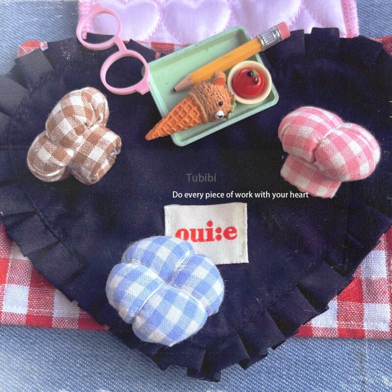 Tubibi Doll Decorations Japanese Style Plaid Chef Hat Cotton and Linen Plaid Classic Versatile Color Handmade Retro Tubibi Doll Decorations Japanese Style Plaid Chef Hat Cotton and Linen Plaid Classic Versatile Color Handmade Retro