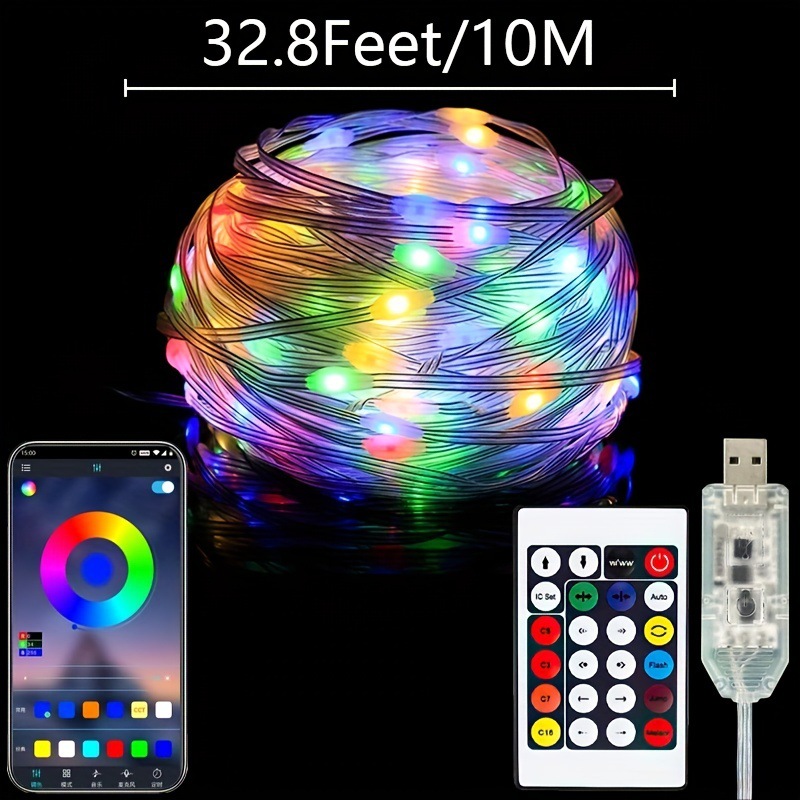 Lámpara de cable de cuero de cadena Bluetooth RGB luz de agua de carreras de caballos con ambiente navideño luz de cable de cobre decorativa