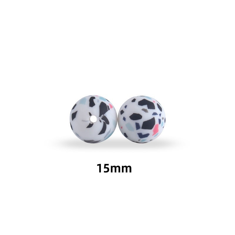 15mm leopardo pétalo color cuentas de transferencia de agua granos de silicona de calidad alimentaria DIY joyería chupete cadena teether pulsera