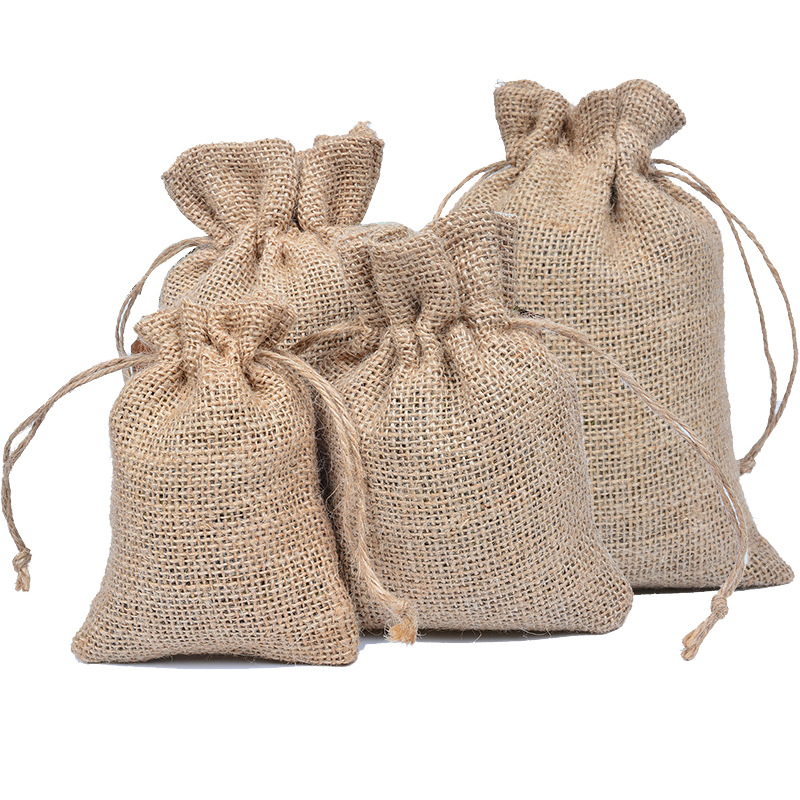 天然黄麻木耳束口袋礼品粗麻布袋小布袋多尺寸抽绳大米黄麻袋批发