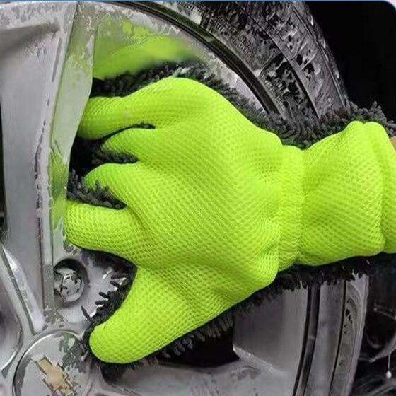 Chenille Five-Finger Car Wash Gloves Sponge Wheel Hub Cleaning Thickened Plush Car Wash Cloth Car Beauty Car Wash