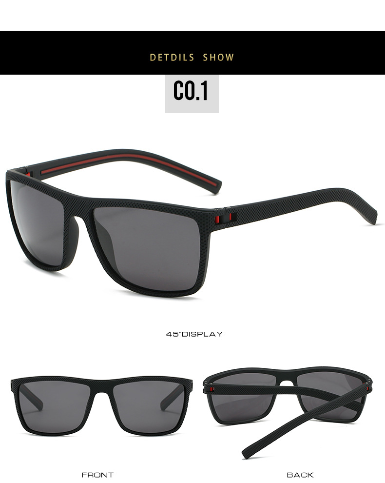 60g Weight Full Frame Glasses Structure Sunglasses Classification Tac, UV400 Protection Lens Material Square Glasses Style Outdoor Occasion Geometric Pattern All Seasons Season Unisex Gender Casual Style Grey, Black Color Casual Geometric Tac UV400 Protection Square Full Frame Men's Sunglasses 5