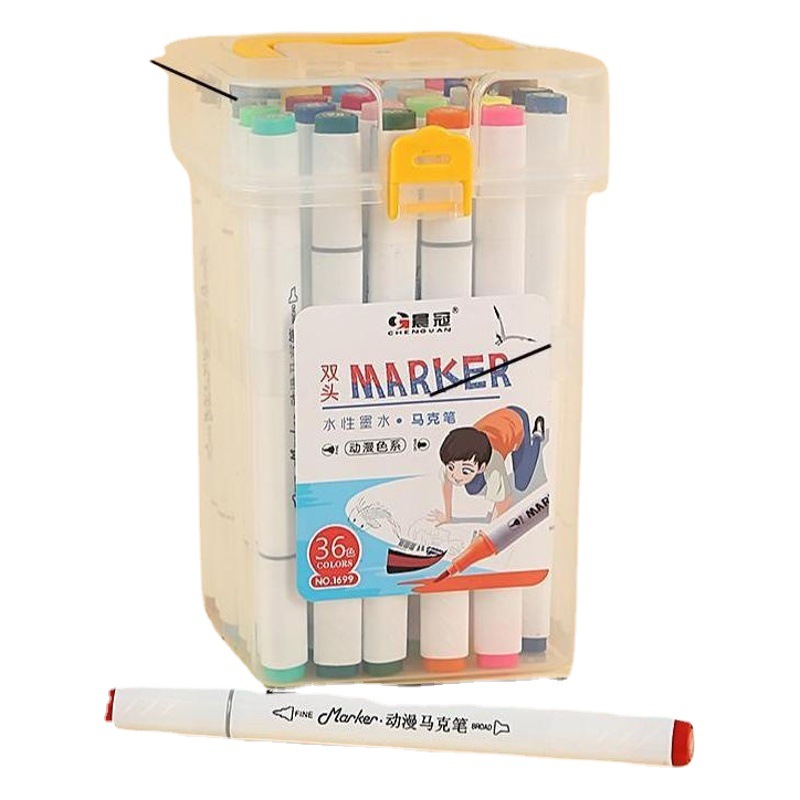 Marcadores de doble punta a base de agua para niños, bolígrafos de dibujo artístico para estudiantes de primaria, bolígrafos de colores para grafiti, bolígrafos de acuarela lavables de 36 colores