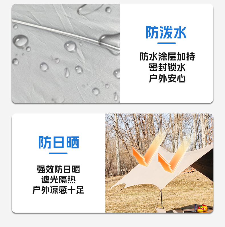 Source Manufacturer 210D Thickened Oxford Cloth Octagonal Black Rubber Canopy for Family Gatherings and Outdoor Camping Tent