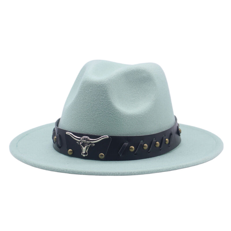 Cappello da cowboy spagnolo unisex Cappello a cilindro jazz erboso con tesa piatta e tesa larga per uomo e donna_voghion.com