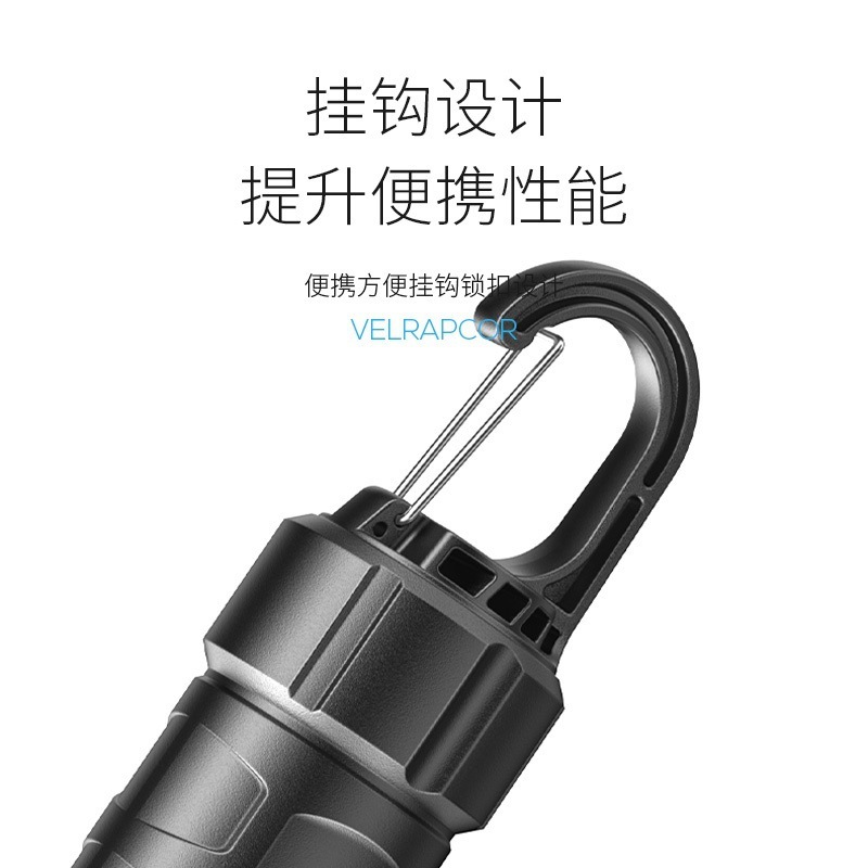 跨境新款便携带挂钩数字电量显示COB侧灯多功能户外照明手电筒|undefined