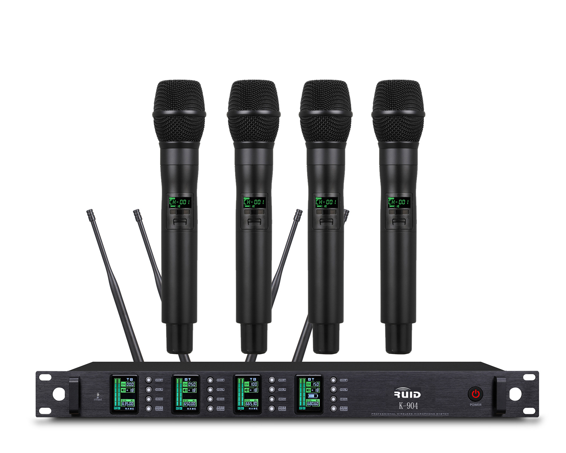 锐迪RUID K-904专业无线手持式话筒一拖四会议麦克风演出主持话筒