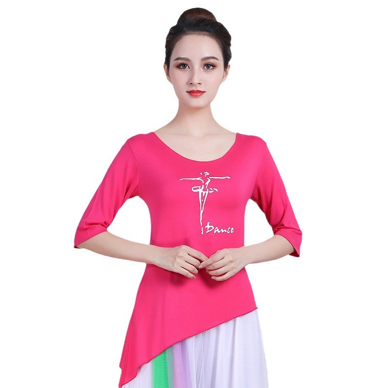 Танцевальная одежда Женский топ весна и лето с короткими рукавами Модаль Классический танец современный танец средний рукав топ