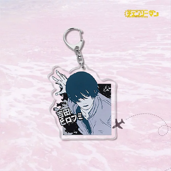 Acrylic keychain chainsaw character, double-sided 6 cm charm, metal ring & clasp