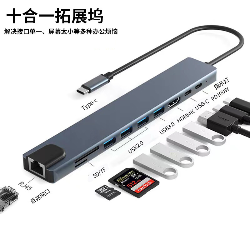Typec拡張usbスプリッターマルチインターフェースhdmiケーブルアダプタ5 in 1拡張ドック|undefined