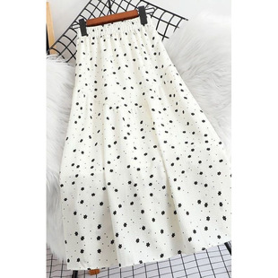 Floral Skirt Internet Celebrity Printed A-Line Skirt Women's Summer Large Swing Skirt Petite Floral Skirt Polka Dot Skirt Mid-Length