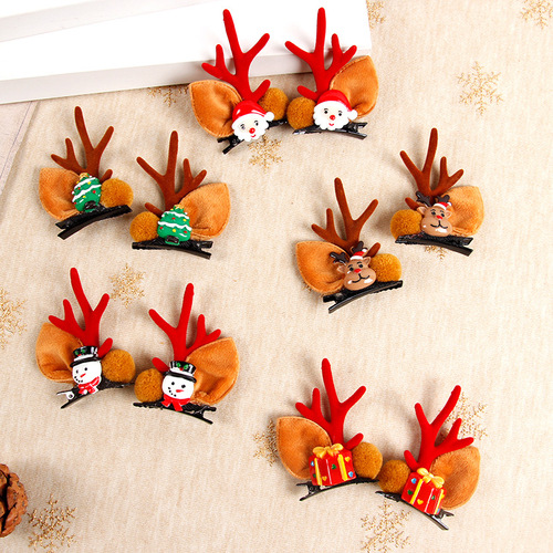  Best Selling Christmas Deer Horn Hair Clips and Hairpins for Children and Adults, Cute Christmas Hair Accessories for Party and Decoration Use