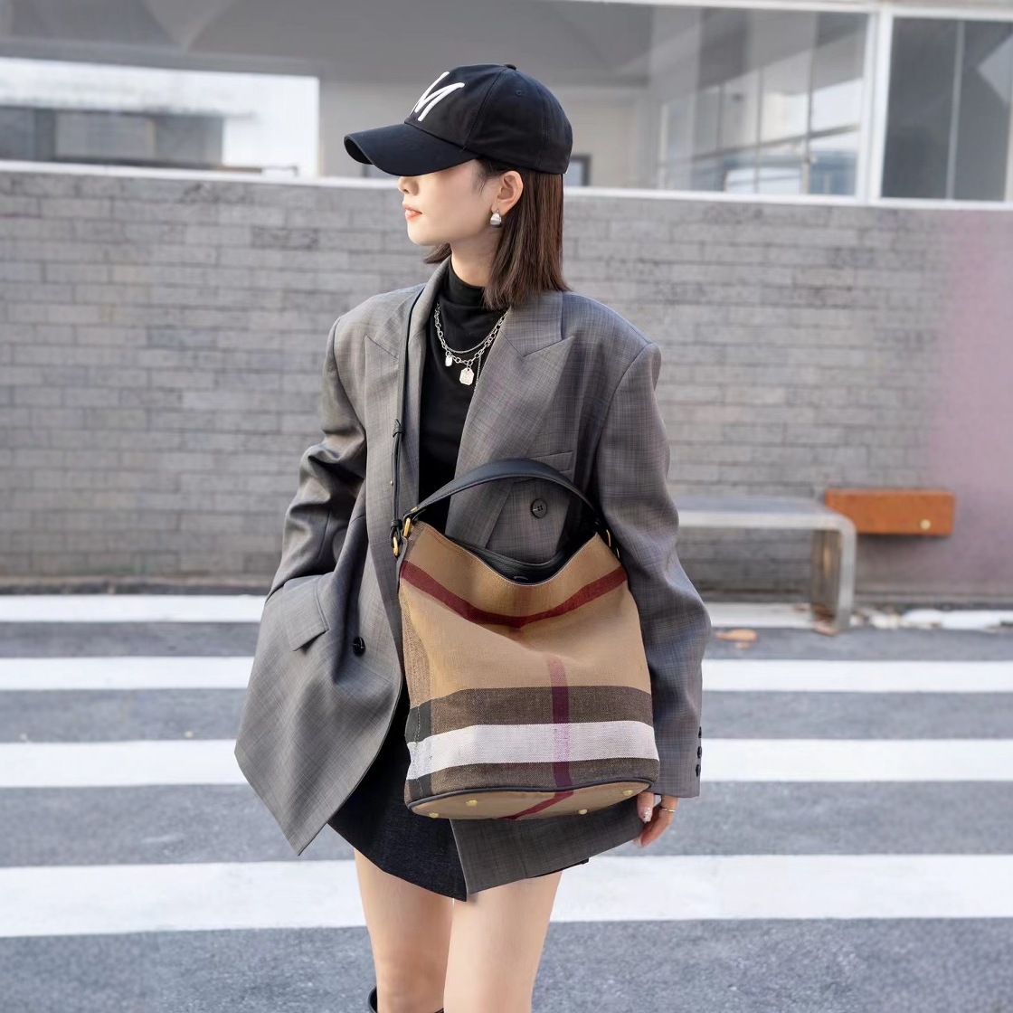 2024 새로운 면 및 리넨 토트 백 여성 캔버스 가죽 핸드백 핸드백 대용량 쇼핑백 미라 백