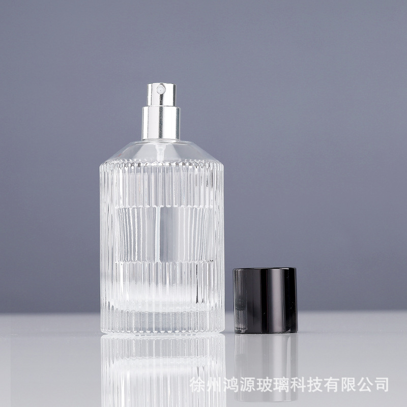 Botella de perfume de vidrio al por mayor, subenvasado cosmético, botella de vidrio vacía, botella de spray de prensa, botella de perfume transparente, botella desnuda