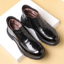 冬季新款男士皮棉靴男高帮厚底棉鞋加绒保暖雪地靴真皮一件代发潮