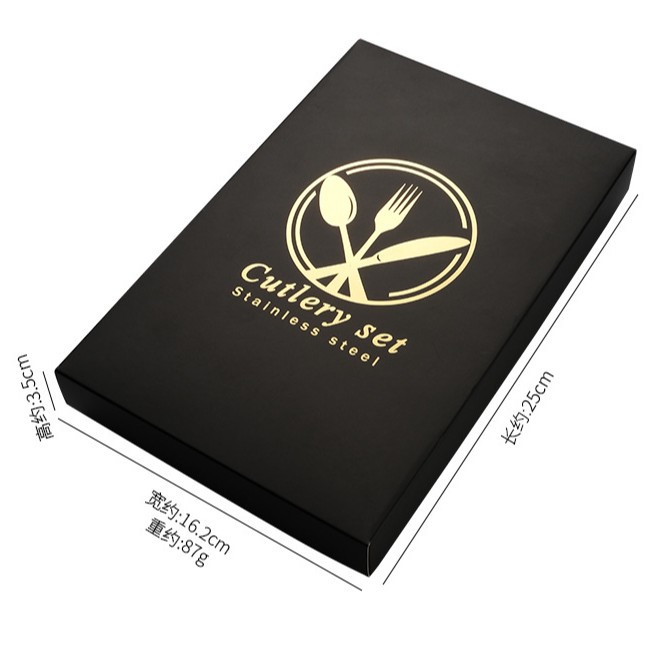 304 de acero inoxidable vajilla portuguesa cuchillo, tenedor y cuchara de cuatro piezas chapada en oro cuchara Nordic comida occidental traje de filete de oro negro
