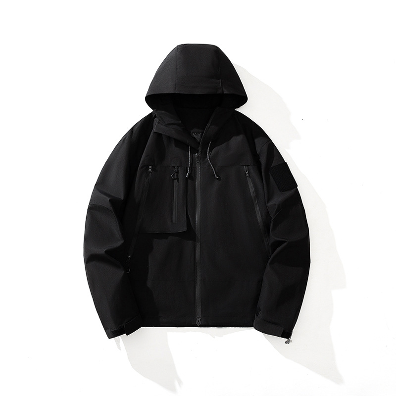 Chaqueta al aire libre transfronteriza hombre a prueba de viento impermeable montaña trajes de asalto herramientas pareja de comercio exterior pesca montaña chaqueta con sombrero
