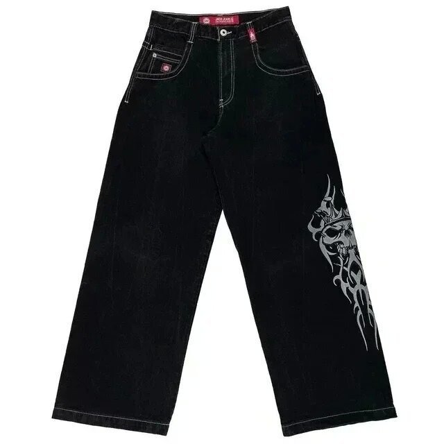 国境を越えた電気商JNCO Y2Kゆるいジーンズ男性レトロ刺繍ヒップホップストリート原宿男性ワイドパンツ|undefined