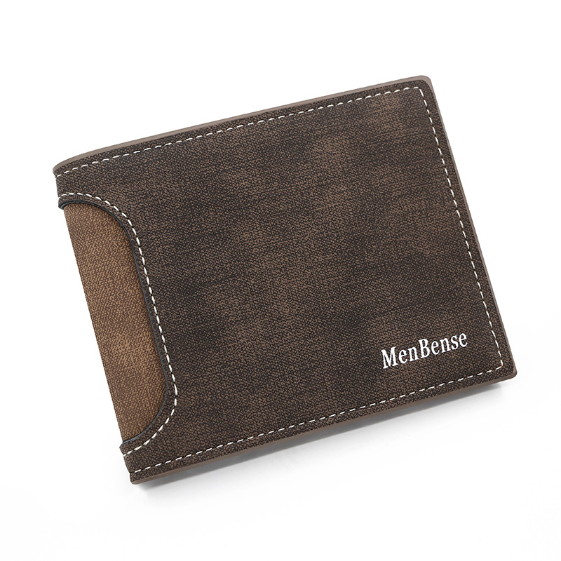 Estilo coreano de los hombres de la cartera corta de cuero de costura esmerilado de gran capacidad de la moneda del bolso de La Moneda titular de la tarjeta CERTIFICADO DE Bolso de Los Hombres de la cartera