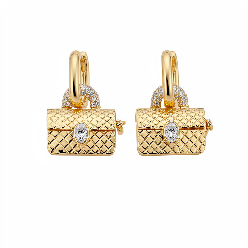 18k oro real electronite de piedra de silicio oval bolsas de orejas personales pendientes de nicho ligero lujo alta sensación de orejas al por mayor