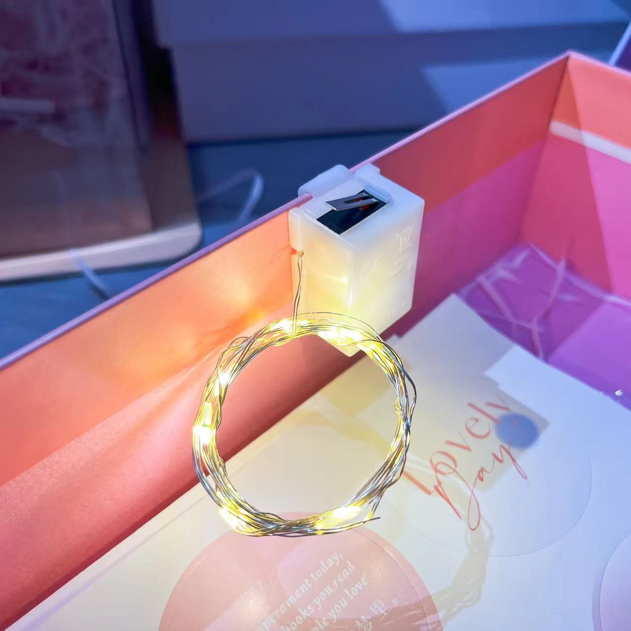 Hook open lid bright gift box copper wire lantern string button string lamp automatic bright atmosphere lamp strip