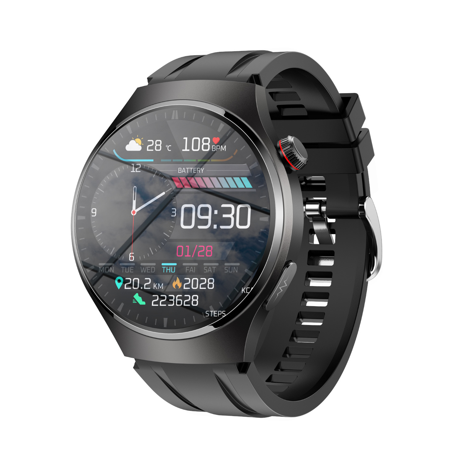 Reloj inteligente AMOLED popular de Huaqiangbei con ECG, monitorización de azúcar en sangre y temperatura corporal, reloj multifuncional S200, éxito de ventas transfronterizo