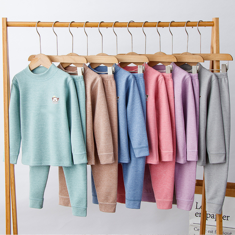 소녀들의 가을과 겨울 양모 실크를 세트 어린 이용 가을 옷과 바지 소년을위한 미들 칼라 작은 높은 칼라 열 속옷