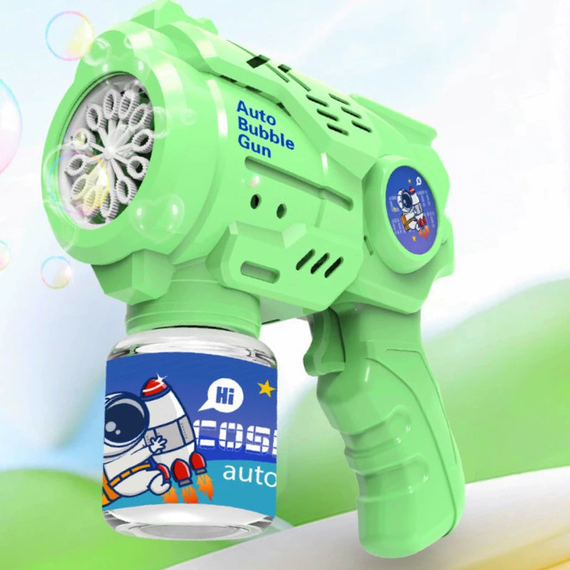Electric Bubble Machine Automatic Handheld Bubble Gun, Rocket Toy, Battery-Powered
