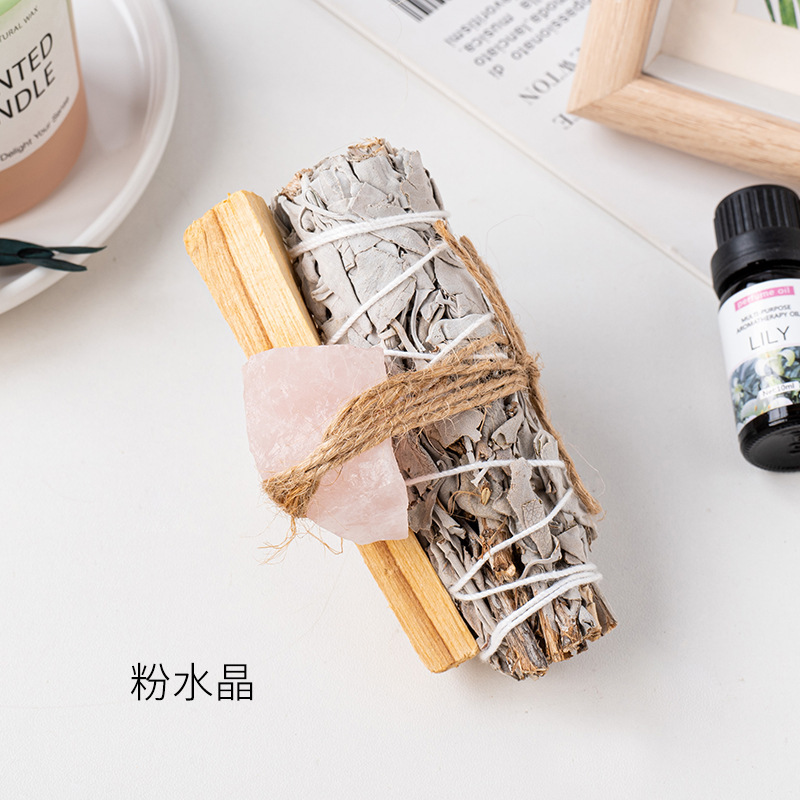 アメリカのカリフォルニア産ホワイトセージ、シダー、ラベンダー、ブルーグラスのアロマセット、空間浄化用聖なる木ホワイトセージ