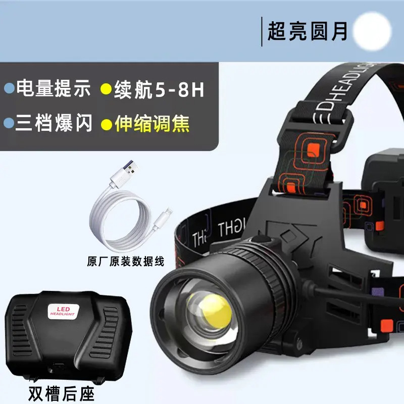 Faros transfronterizos P70 LED recargables Faros con zoom Pesca Duración larga Proyector de luz fuerte para exteriores image 6