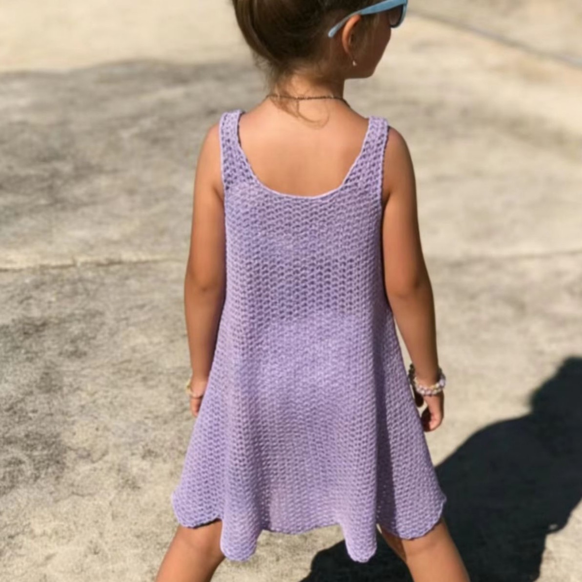 Neuer, modischer, lila gestrickter Badeanzug im französischen Stil, einteiliger Strandmantel für Kleinkinder (3-7 Jahre)_voghion.com