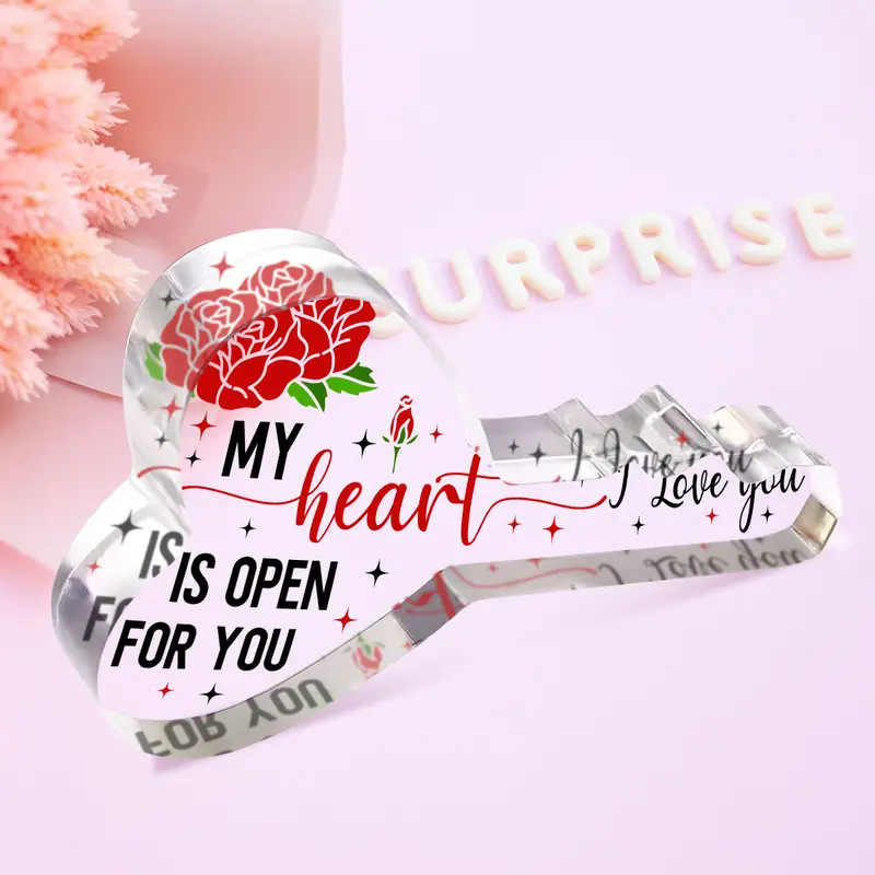 亚马逊新品透明亚克力拼图钥匙情人节母亲节圣诞节工艺品摆件