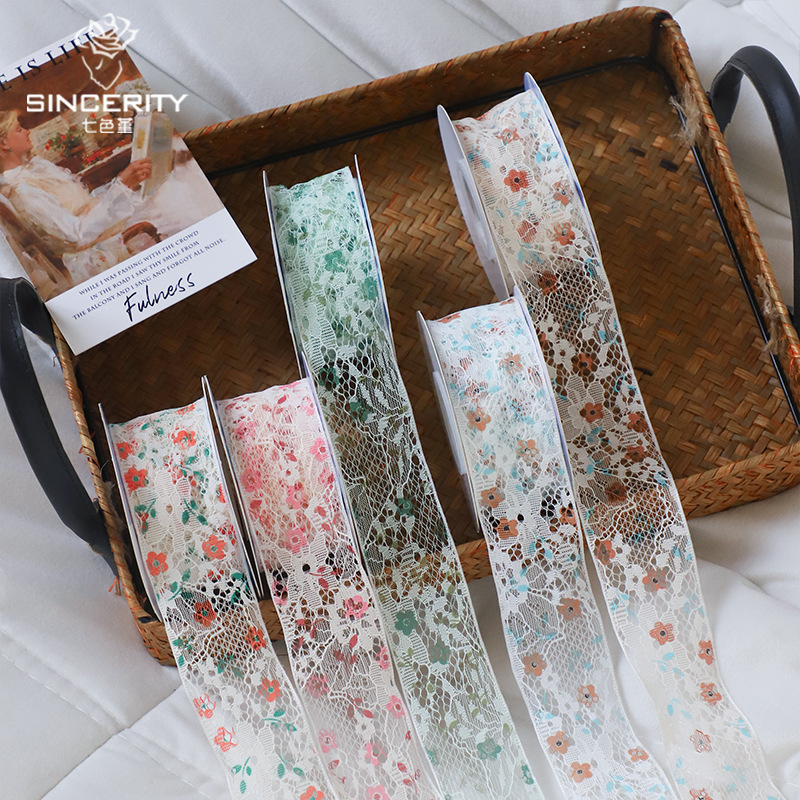 Siete colores, encaje de primavera, cinta de encaje, embalaje de flores, embalaje de regalo, regalo de bricolaje, material de floristería