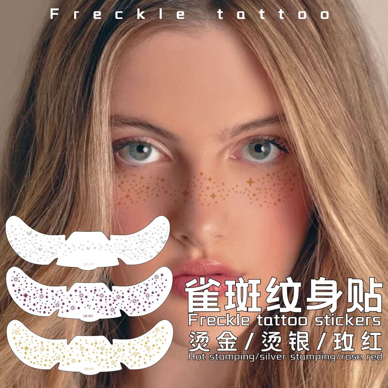 Tattoo Sticker Love Face Makeup Sticker Cross-border Amazon Europe and America Freckles Sticker Waterproof Wholesale Bronzing Silver