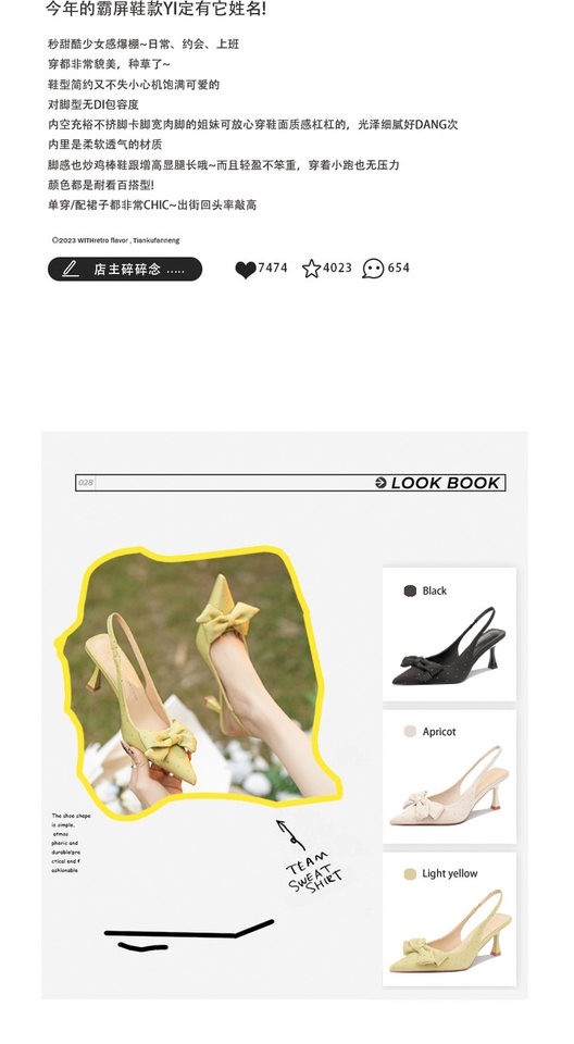 Giày sandal nữ bít mũi mũi nhọn gót mảnh đính đá nơ quai ngang, gót 6–8 cm — Màu mơ, Màu đen chi tiết 3