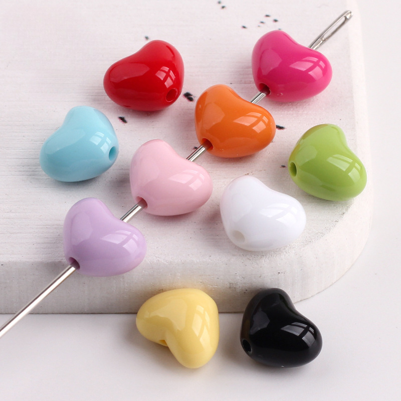 Creative Sweet Macaron Colorful Vertical Hole Peach Heart DIY Heart Beaded Mobile Phone Chain Bracelet Necklace Jewelry Accessories