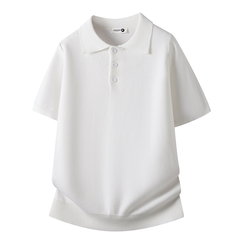 Polo camiseta de punto camiseta de manga corta camiseta de hombre con solapa viejo estilo de negocios texturas de hielo verano fábrica transfronteriza al por mayor