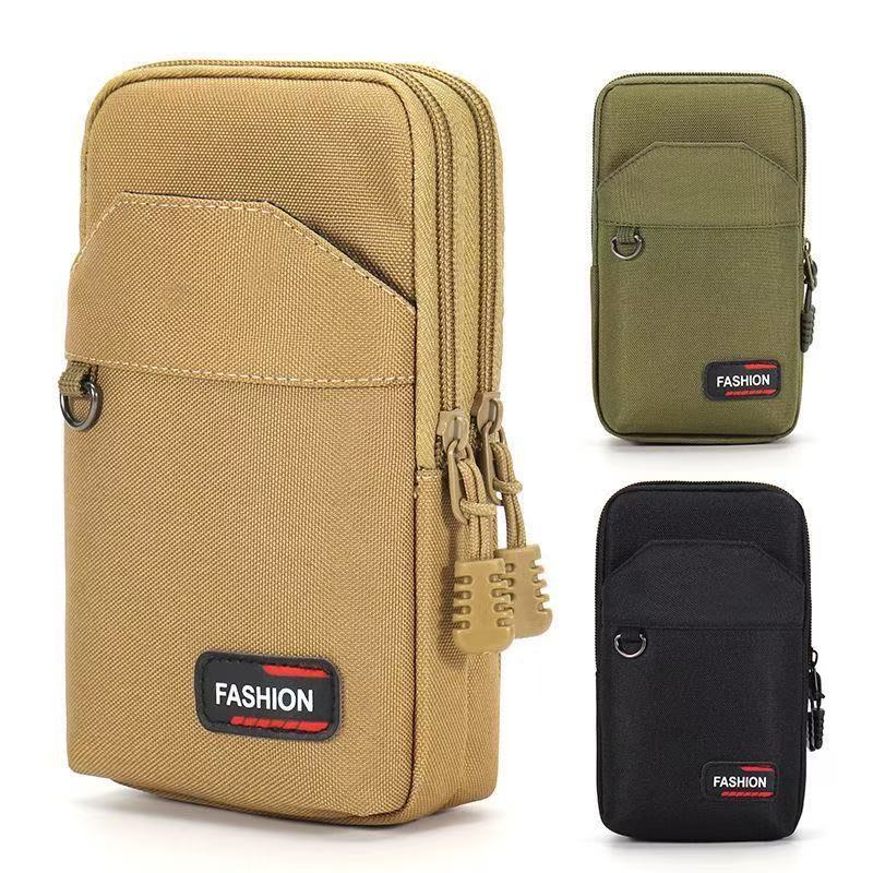 New multi-functional water-repellent and wear-resistant waist bag, Oxford cloth mobile phone bag, men's belt, vertical crossbody mobile phone holder.
