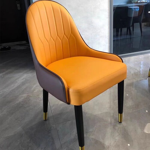 Nordic Solid Wood Dining Chair Italian Luxury Home Soft Cover Chair Hotel Restaurant Booth Backrest Bench Negotiation Commercial Chair 