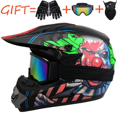 Motosiklet kaskı (dəbilqə) — Foreign Trade Off-Road Helmets, Beach - the-clown-gives-glasses-gloves-and-mask-s