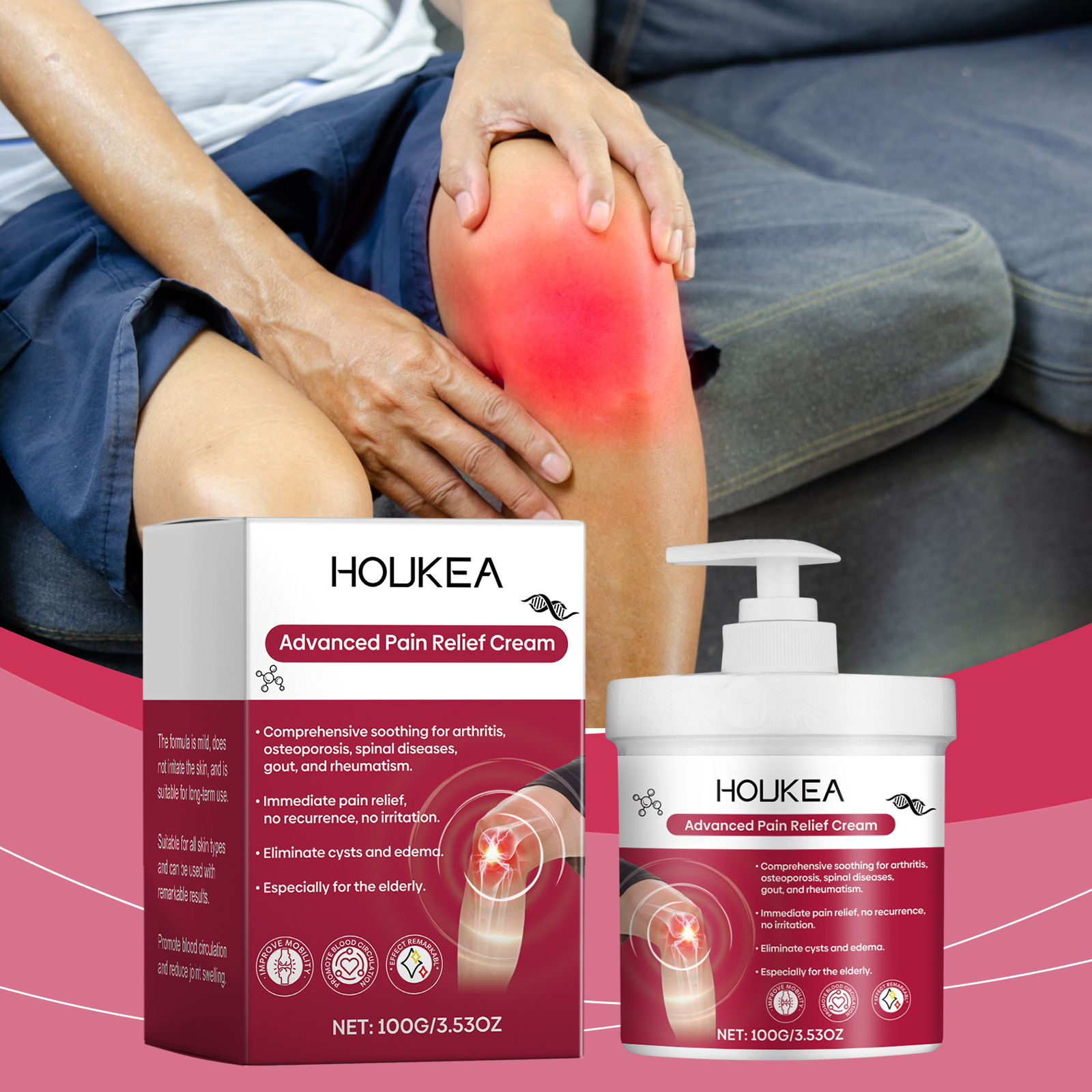 Cross-Border Houkea Bee Venom Joint Softening Cream, Gentle and Soothing Care for Knees and Elbows, Popular Massage Product