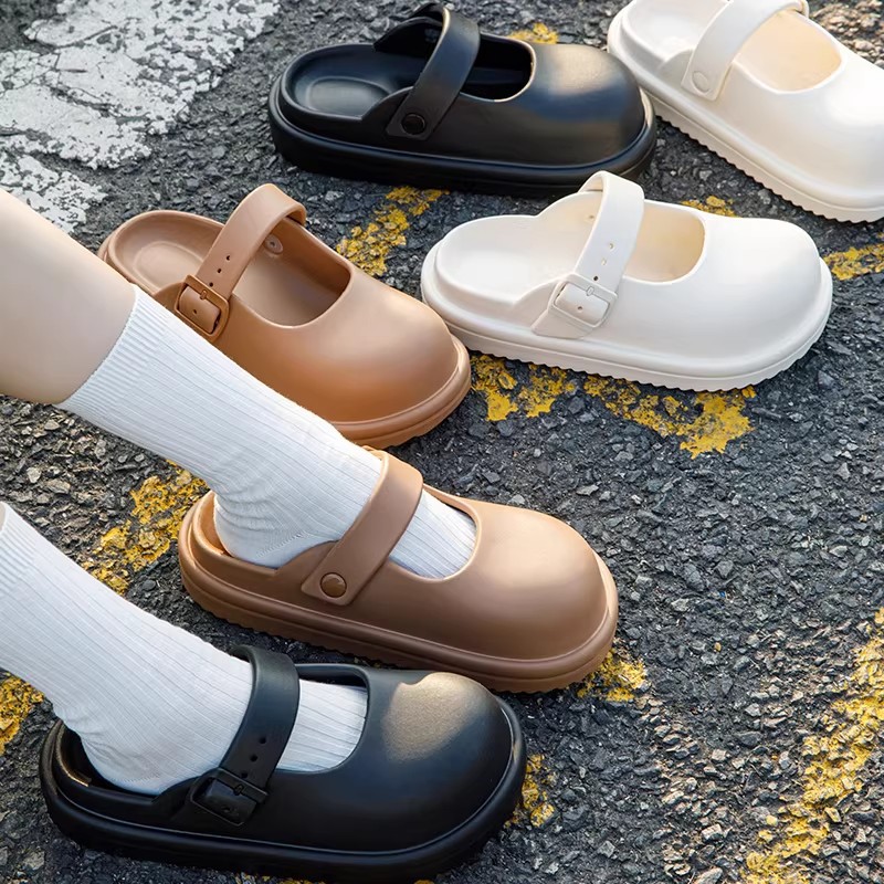 Mary Jane Sandals for Women, Summer Outdoor Fashion, Trendy Ins-Style, Soft Sole, Non-Slip, Comfortable Half-Slip Sandals