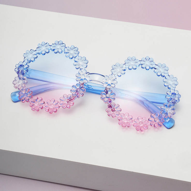 2026 nuevas gafas de sol de margarita para niños gafas de pétalos de marco redondo lindas bebés fotos gafas de sol UV