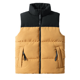 Warm Stitching Vest Men's Thickened Windproof Waterproof Zipper Pocket Vertical Collar Cold-proof Fashionable Vest Youth Casual Waistle