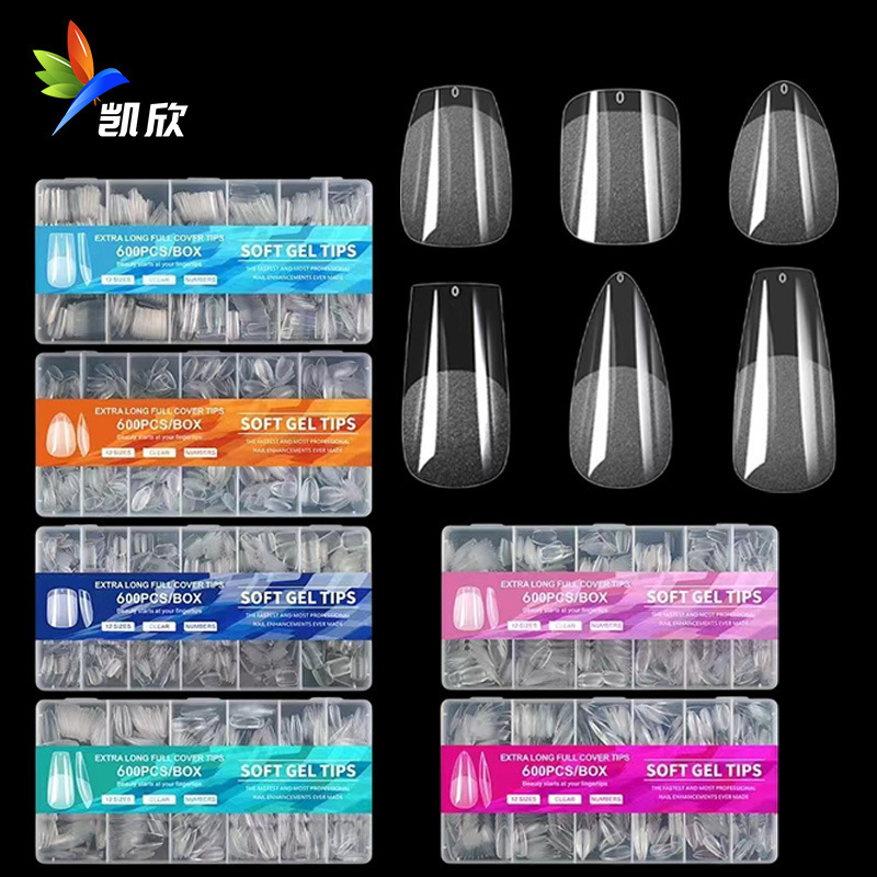 Cross-border new nail nail nail nail free grinding thin semi-frosted seamless European and American frosted fake finger 600pcs nail wholesale