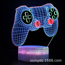 跨境专供网游游戏手柄系列3D台灯 三彩动态立体LED触摸遥控小夜灯