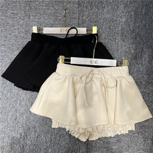 2025冬季新款毛呢高腰防走光裙裤显瘦蓬蓬短裙A字裙抽绳半身裙女