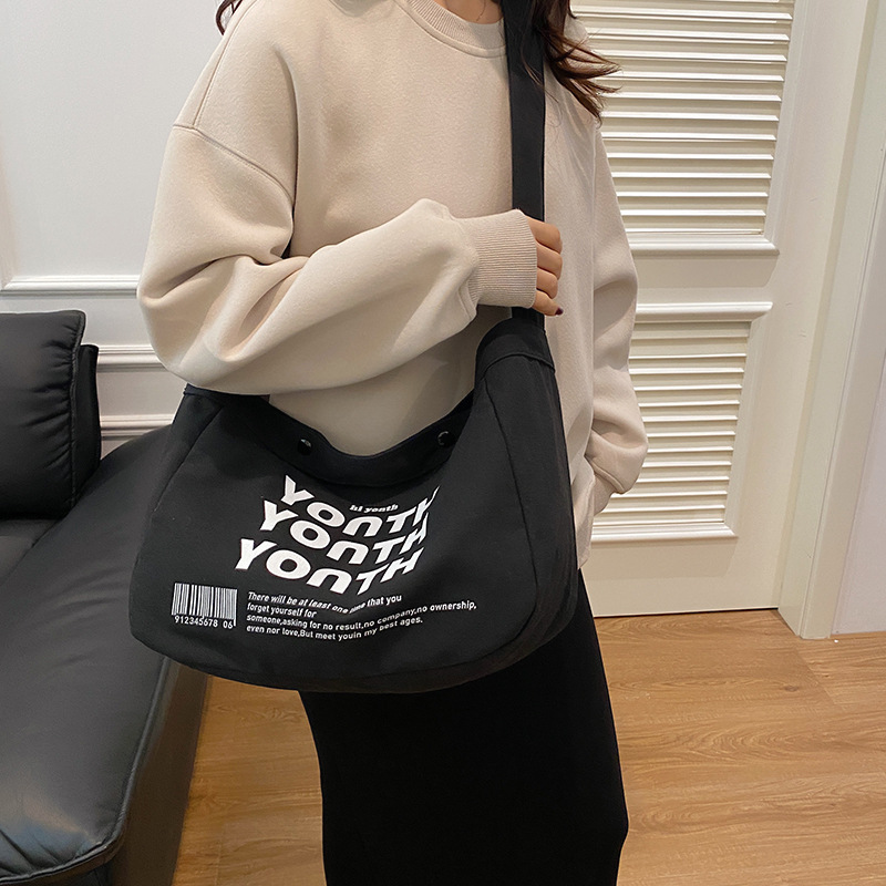 Korean-style canvas bag, artistic Japanese-style Instagram simple single-shoulder bag, school student schoolbag, men's large-capacity commuting bag undefined