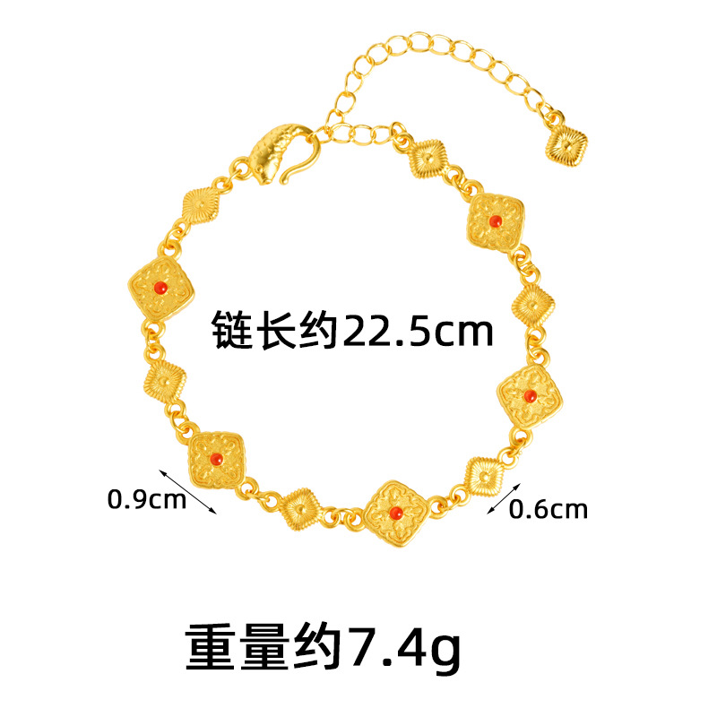 Pulsera cuadrada de oro retro incrustada de seda cepillada de Gufasha, moda, lujo ligero, fuente de joyas de alta calidad.